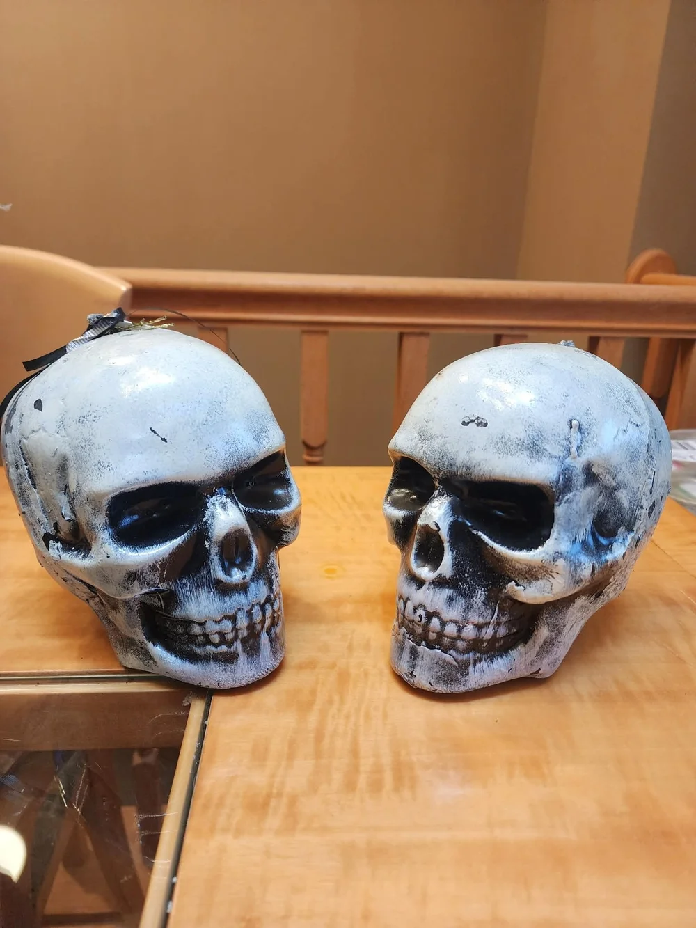 White and Black Decorative Skull Pair - Home Accents Candles & Holders